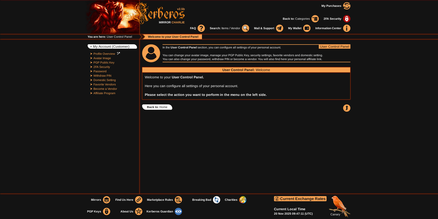 Kerberos Market Product Page - Example listing interface