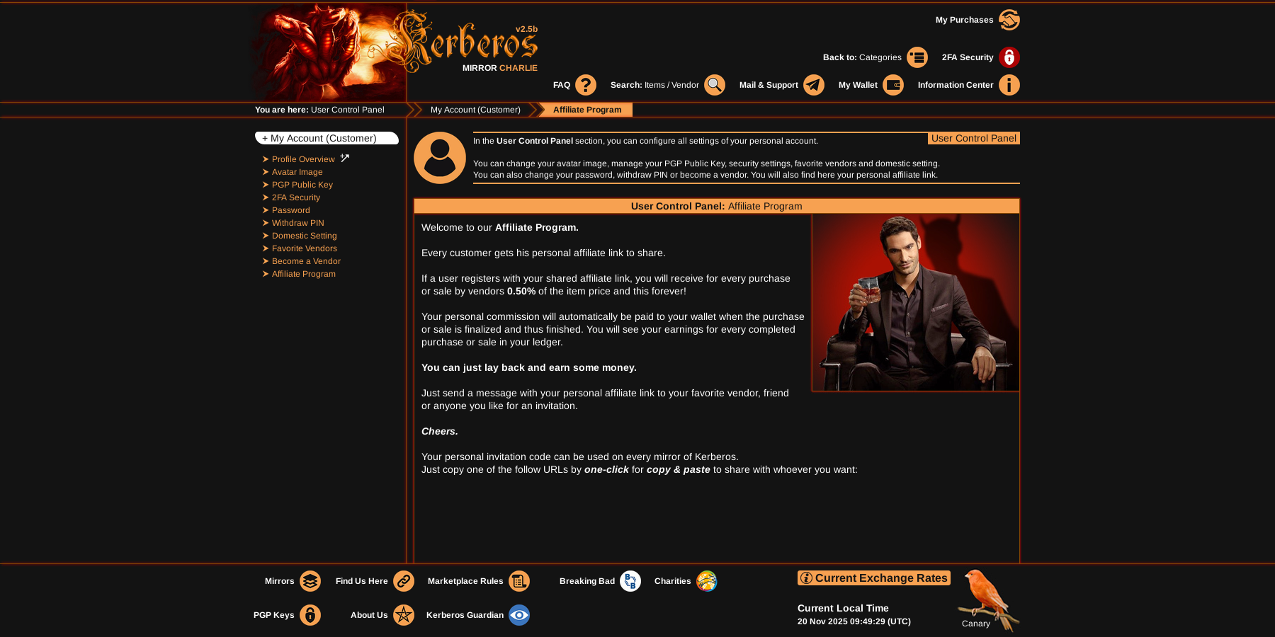 Kerberos Market Landing Page - Marketplace interface screenshot
